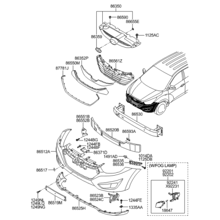 SOPORTE DERECHO LUZ ANTINIEBLA DELANTERA HYUNDAI TUCSON 2009-2014 GENUINE OEM 92231-2S000