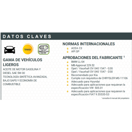 ACEITE TOTAL QUARTZ INEO MC3 5W30 C3 SN/CF 5LTS