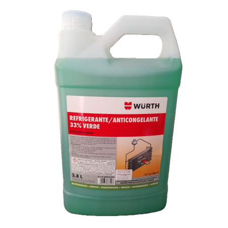 COOLANT REFRIGERANTE ANTICONGELANTE INORGANICO 33% VERDE WURTH 3.8L