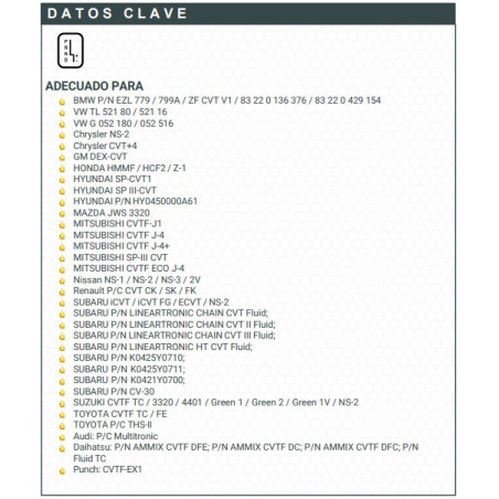 ACEITE CAJA AUTOMATICA ATF TOTAL FLUIDMATIC CVT MV 1LTS