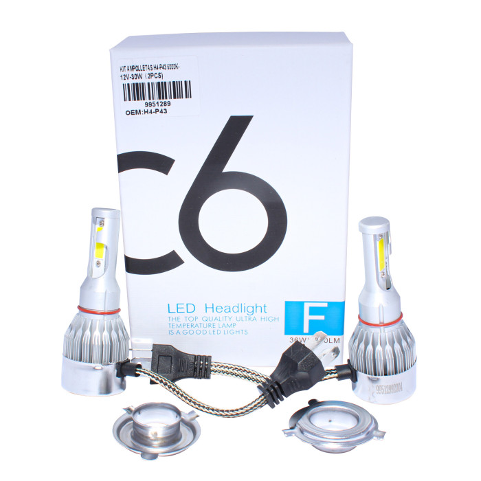 KIT AMPOLLETA H4 LED 12V 30...