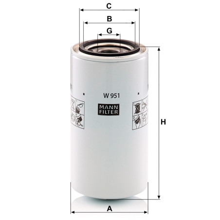 FILTRO ACEITE MANN W951 MOTOR CUMMINS ISB QSB