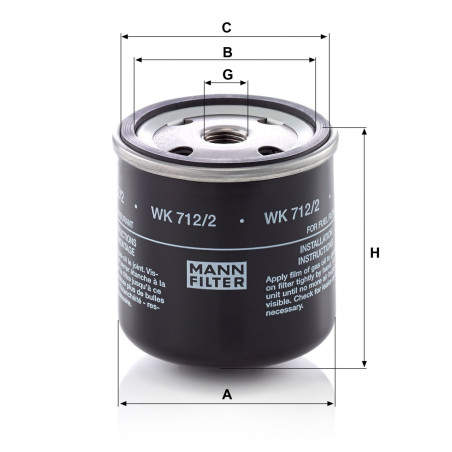 FILTRO COMBUSTIBLE MANN WK712/2 MINICARGADOR BOBCAT SERIE 300 400 500 600 700